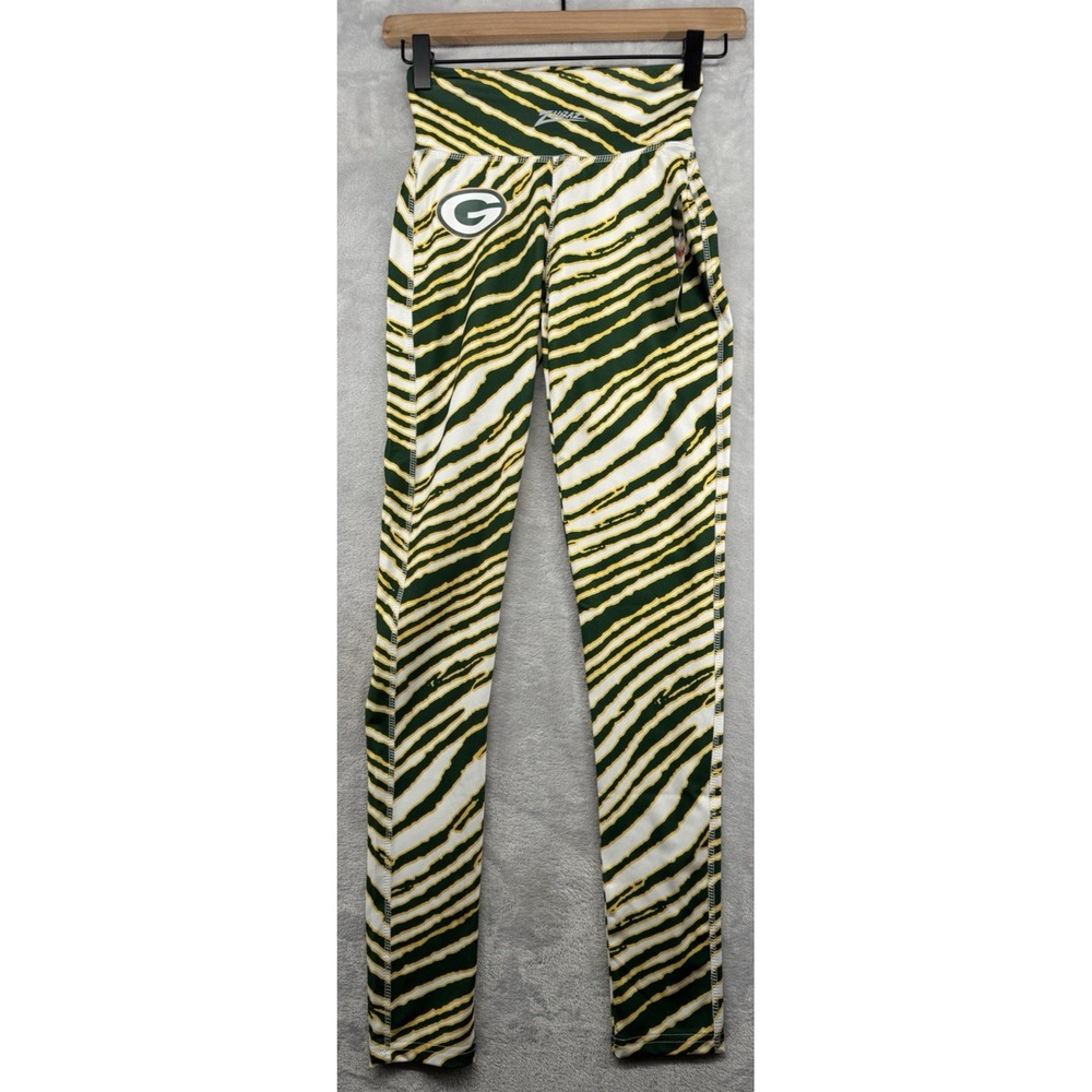 Majestic Zubaz Green Bay Packers NFL Leggings Yoga Pants Women's Size XS NWT